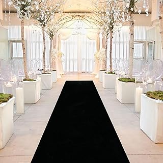 Black Aisle Runner for Wedding Ceremony 24Inx15FT Carpet Runner for Wedding Party Velvet Wedding Runners Rug Aisle Decorations Vintage Aisle Runway Carpet Runner for Celebration Decor