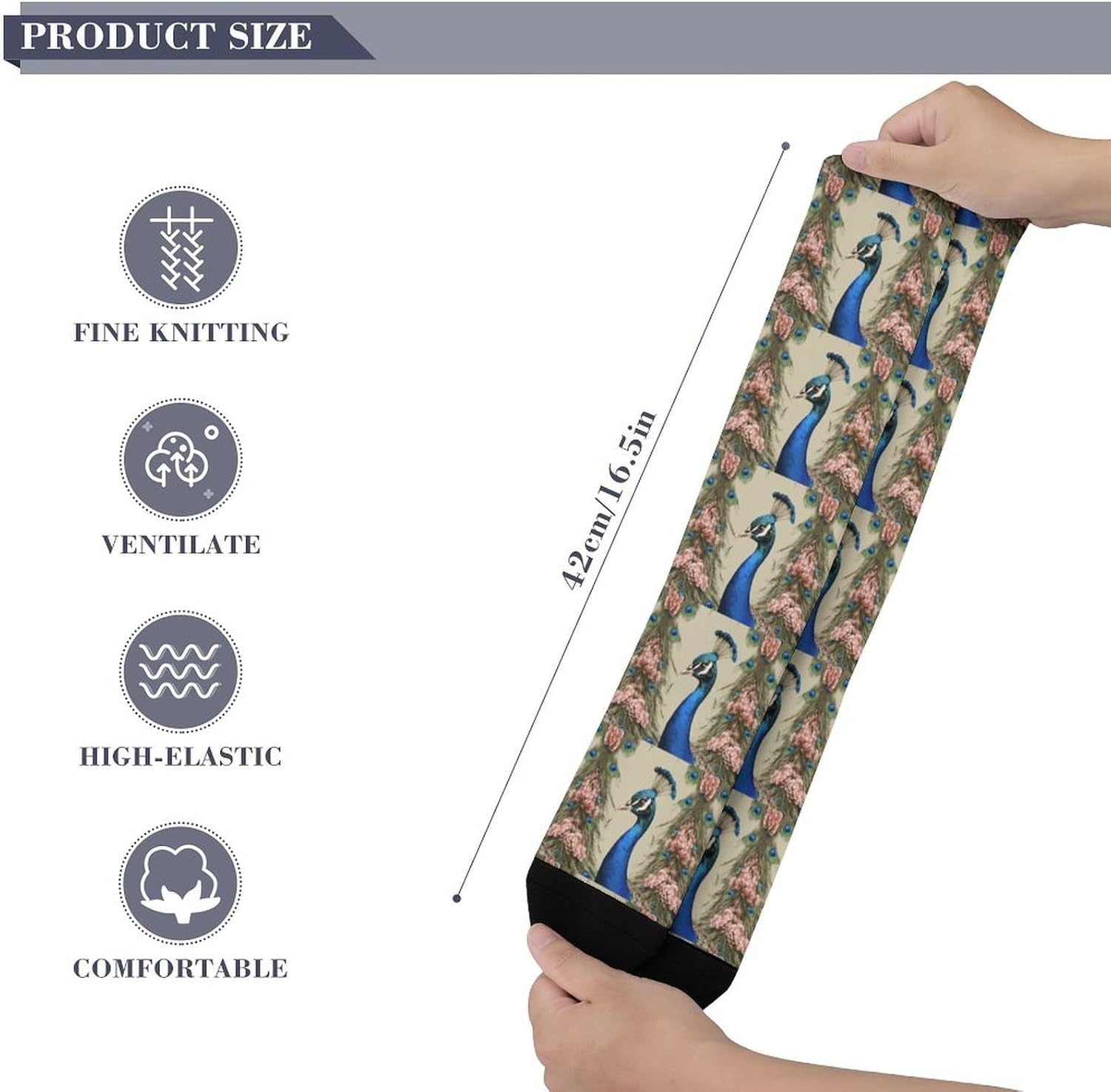 Peacock Compression Socks for Women Men Comfort Over The Calf Socks Moisture Wicking Breathable Athletic Sock