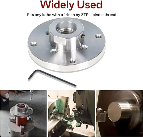 Miniatura 7 de findmall Placa frontal de torno de madera de acero de 4 pulgadas, 1 pulgada x 8TPI, roscada con tornillo de bloqueo para torno de madera, tornos de