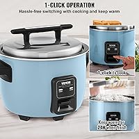 Vista 6 de VEVOR Olla Arrocera Comercial, Olla Arrocera de 40 Tazas, Olla Arrocera Grande de 8.45 Qt / 8 Litros y Calentador con Olla Interior Antiadherente