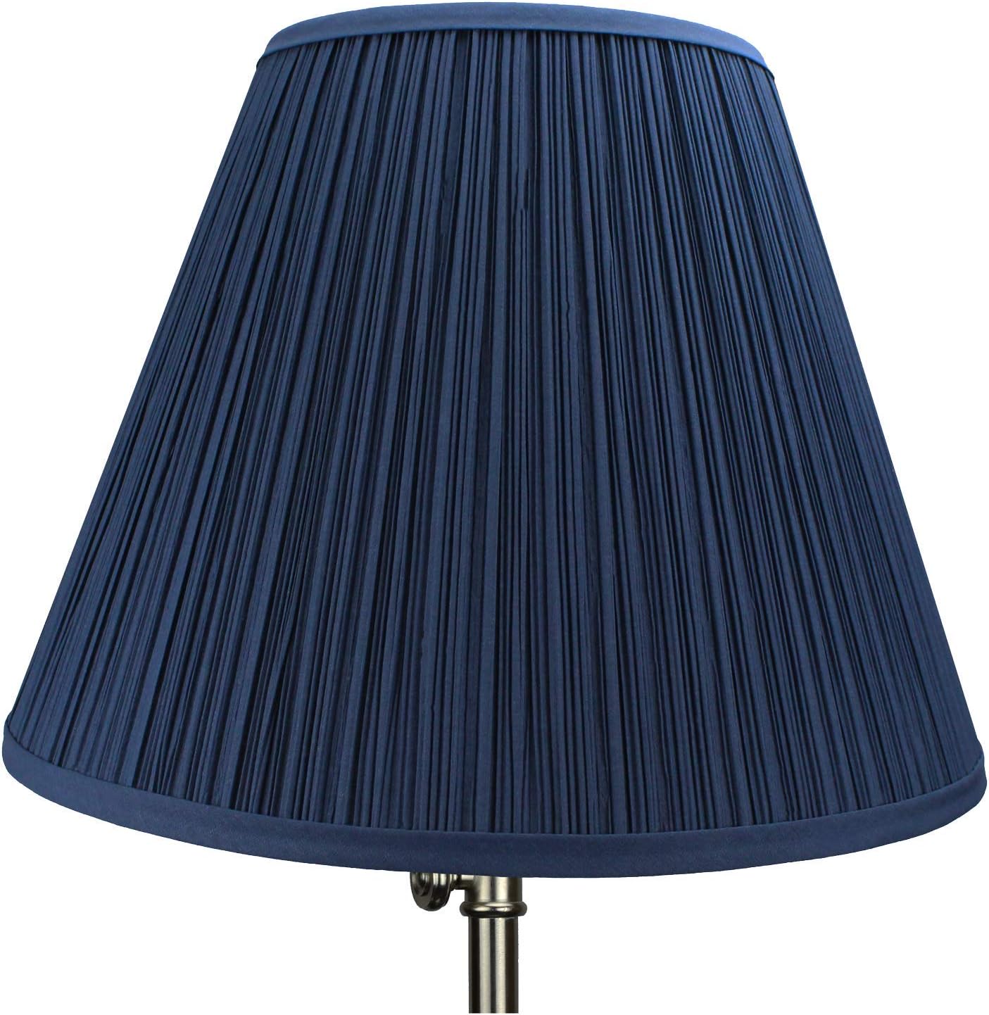 FenchelShades.com Lampshade 8" Top Diameter x 16" Bottom Diameter x 12" Slant Height with Washer (Spider) Attachment for Lamps with a Harp (Pleated Navy)