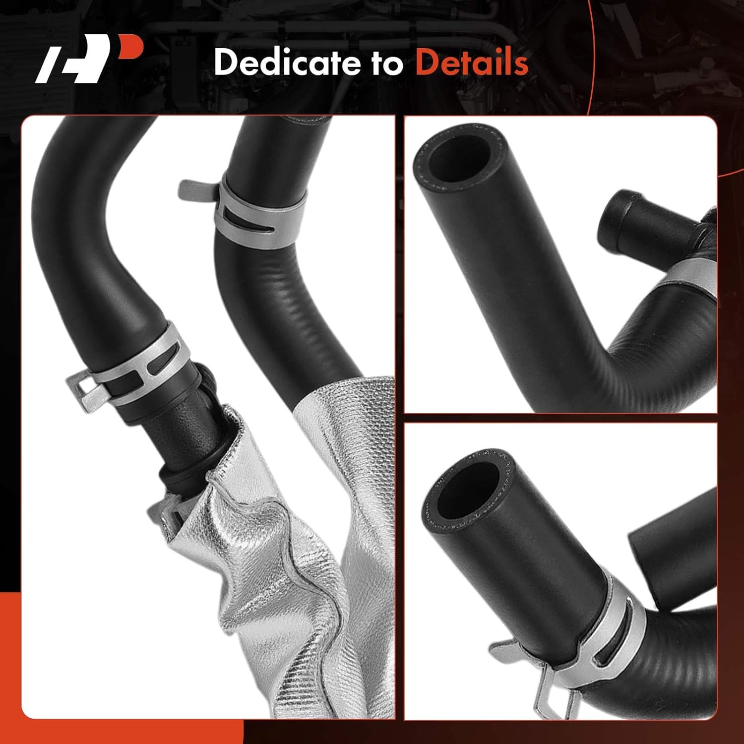 A-Premium Inlet & Outlet HVAC Heater Hose Pipe Line Assembly with Clamps & Protective Sleeve Attached Compatible with Buick Lucerne & Cadillac DTS, 2006-2011, 4.6L