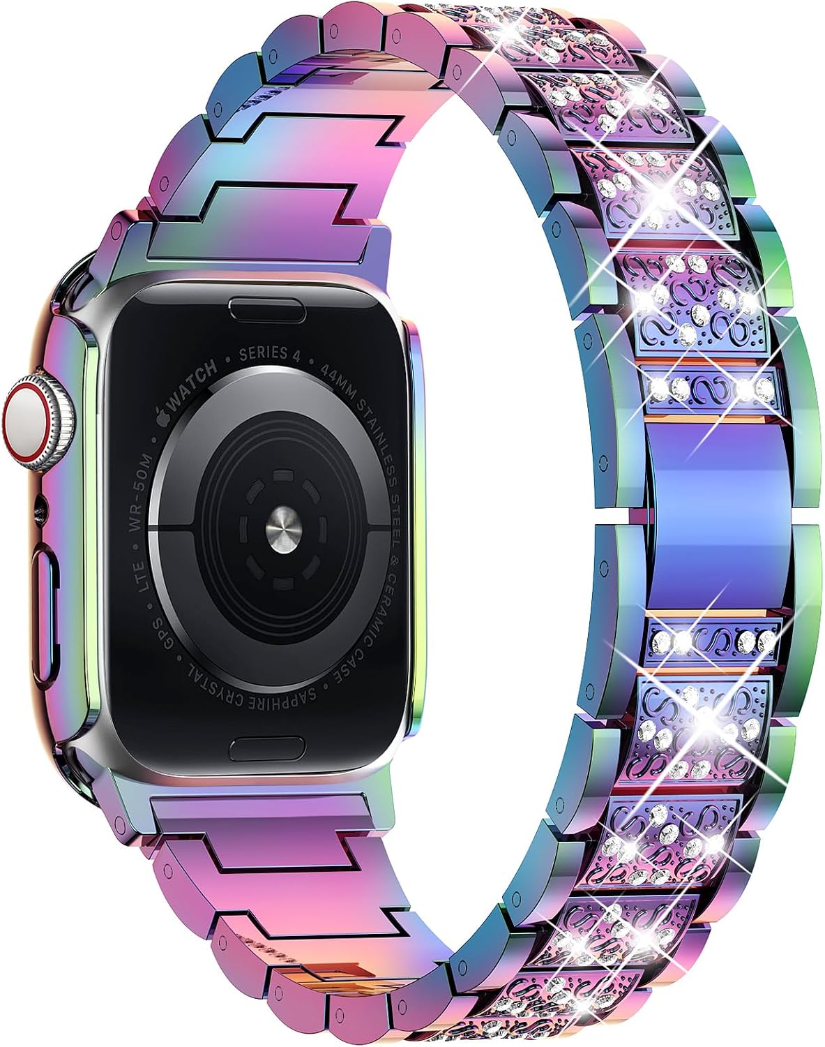 For Apple Watch Band S11/10 42mm+Case,Bling Bands for Women-Colorful image 2