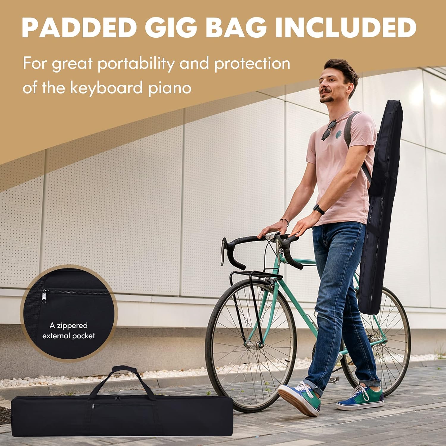 HONEY JOY Digital Piano 88 Key Semi-Weighted, Full Size Portable Electric Piano Keyboard with Sustain Pedal, Bluetooth, Power Supply, MIDI Touch Sensitive Keyboard with Carry Bag (White)