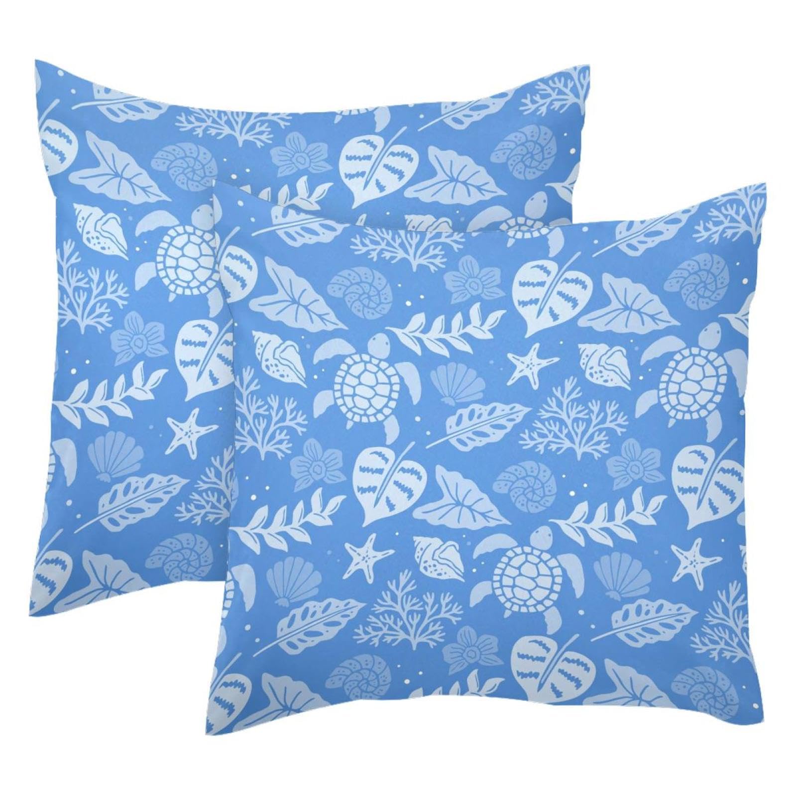 Housse de coussin tortue de mer 45x45 cm | Lot de 2 taies carrées