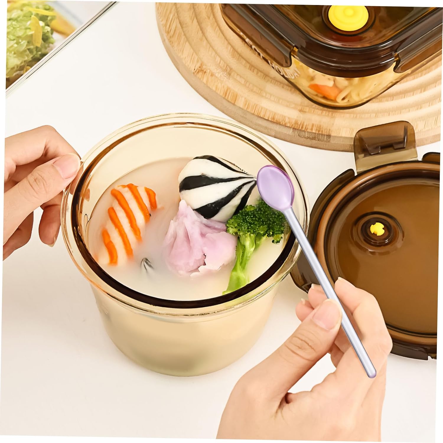 Ipetboom 6Pcs Long Handled Glass Stirring Spoons Tea Spoons for Mixing Drinks Ice and Soups Versatile Kitchen Utensils