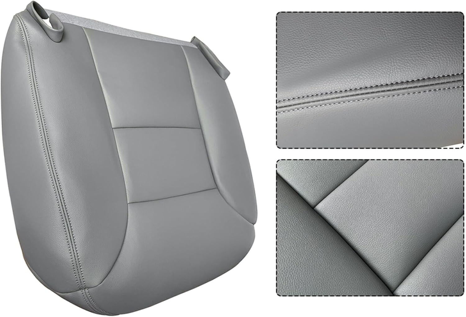 WFLNHB Artificial Leather Front Driver and Passenger Side Bottom and Top Lean Back Seat Cover Grey Replacement for Chevy C1500 K1500 Tahoe Yukon 1995-1999