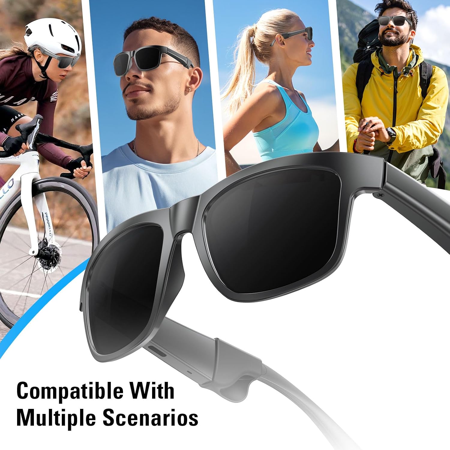 AI Smart Translation Glasses with Chat GPT for Adults,Multifunctional Bluetooth Glasses with Calls, Voice Assistant, Open-Ear Stereo Speakers, Blue Light Filter & UV Protection and USB Charging