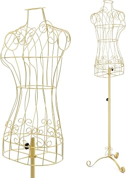 Dress Form Mannequin Torso with Metal Stand, Adjustable Height Female Manikin Torso for Clothing Display, Gold