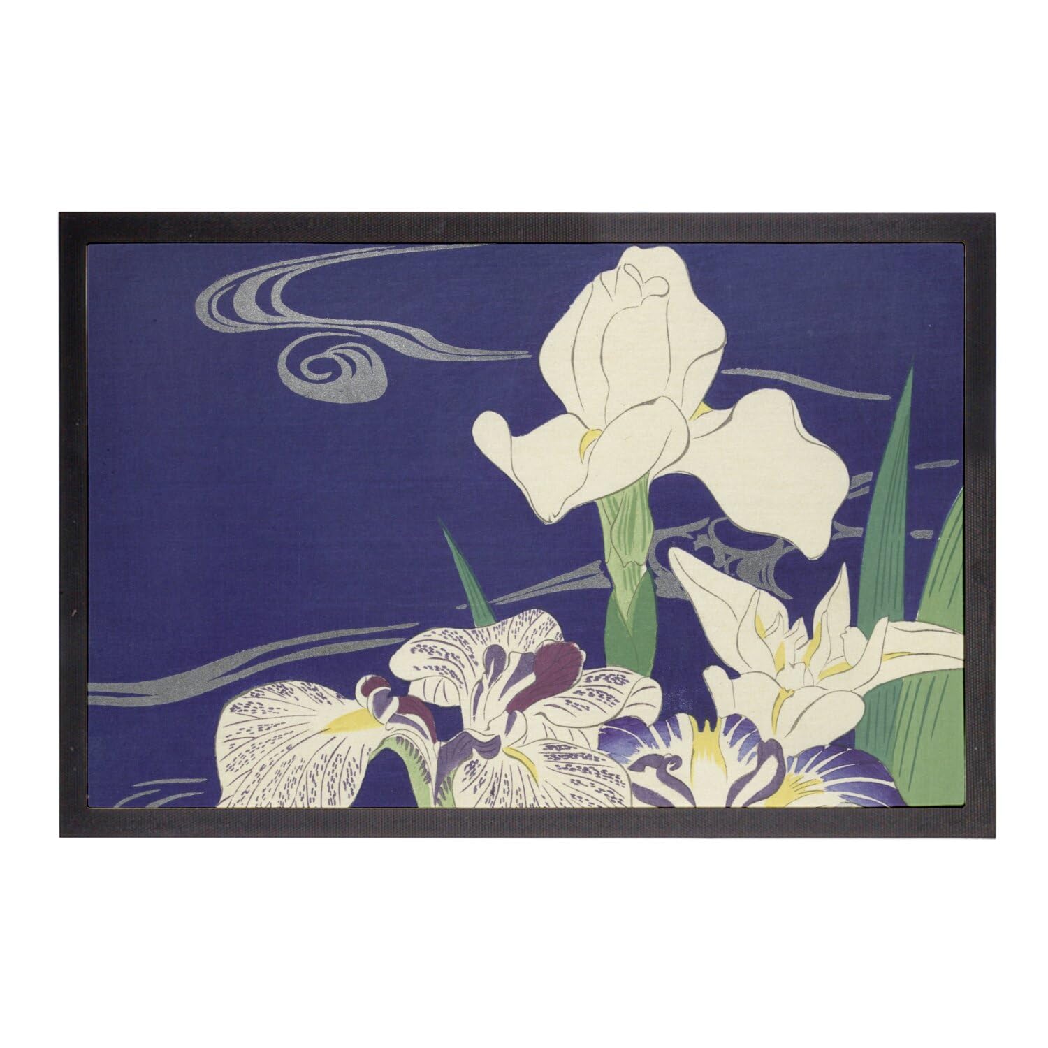 Paillasson orchidées bleu japonais 75x50 cm pour sublimer votre entrée de maison
