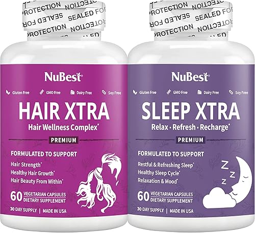 NuBest Bundle of Hair Xtra - Vitaminas avanzadas para el crecimiento del cabello y sueño Xtra - Apoya un sueño saludable para adultos - No forma