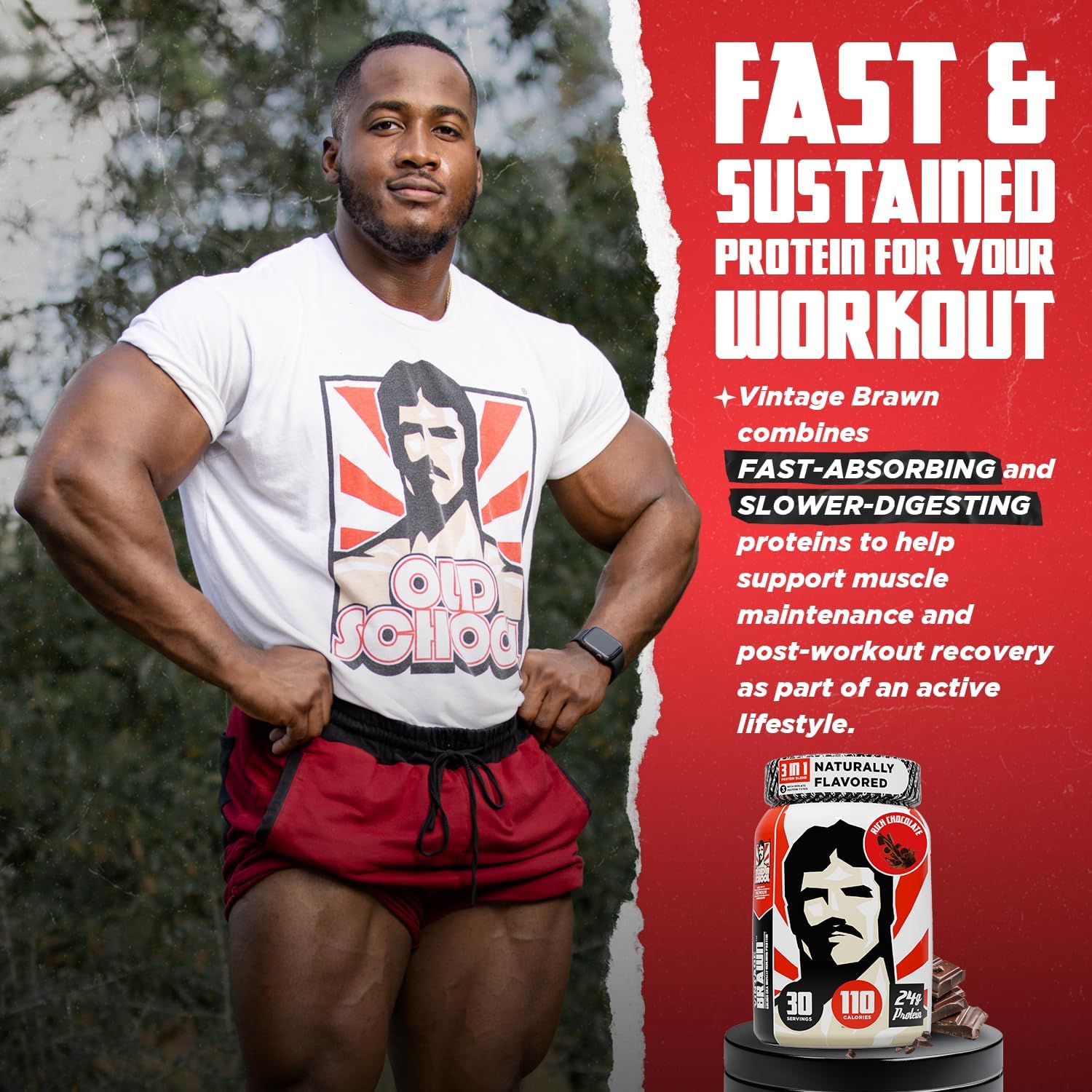 Old School Labs Protein Powder Isolate Sourced from Egg, Milk,& Beef - Made for Men & Women for Building Muscle & Post-Workout Recovery - Zero Sugar, Rich Chocolate Flavor - 30 Servings