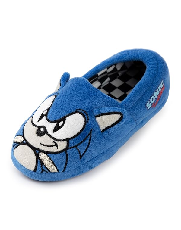 Sonic The Hedgehog Kids Slippers | Blue Plush Pyjamas Shoes with Embroidered Face & 3D Ears | Boys Girls Toy House Mules by Sonic The Hedgehog - Used condition - US$22.80