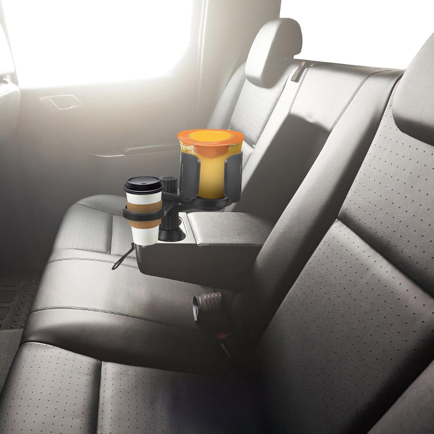 Car Cup Holder Expander Adapter with Storage Tray Vehicle Mounted Drink Holder for Travel and Daily Use Compatible with Large Bottles and Cups