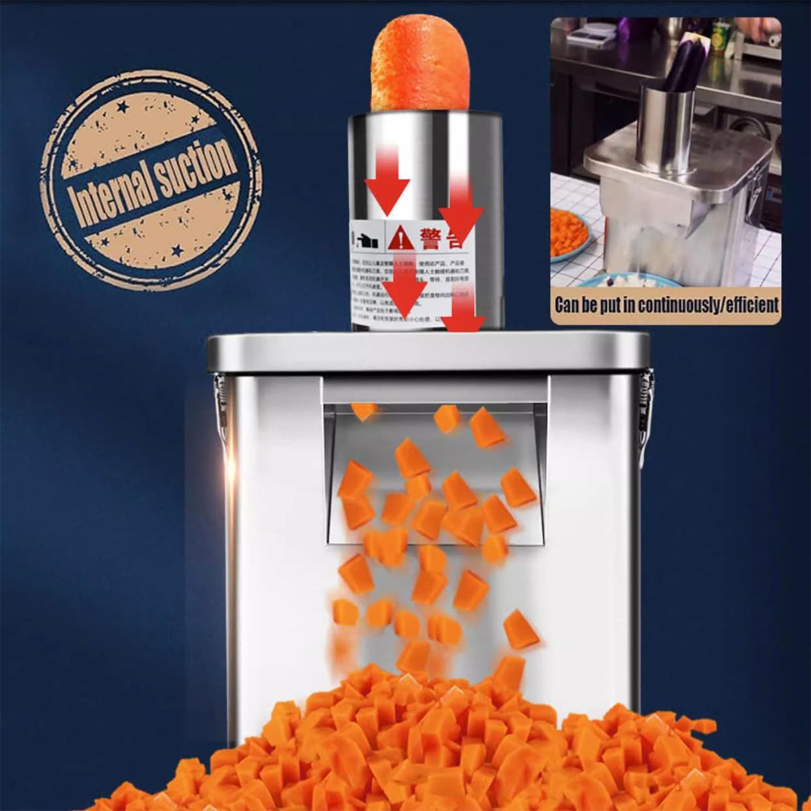 Cortador De Verduras Y Frutas Eléctrico 250w, Procesador De Alimentos 3-en-1 Para Cortar En Cubos, Desmenuzar Y Rebanar Con 7 Cuchillas, Máquina Automática De Corte En Cubos Para Cebolla, Patata
