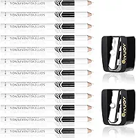 12 lápis de barbeiro para alinhamento, lápis de barba com 2 apontadores embutidos, lápis de cabelo em spray de aprimoramento de barbeiro para homens e mulheres (branco)