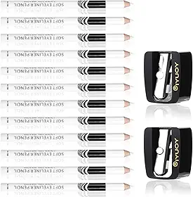 12 lápis de barbeiro para alinhamento, lápis de barba com 2 apontadores embutidos, lápis de cabelo em spray de aprimoramento de barbeiro para homens e mulheres (branco)