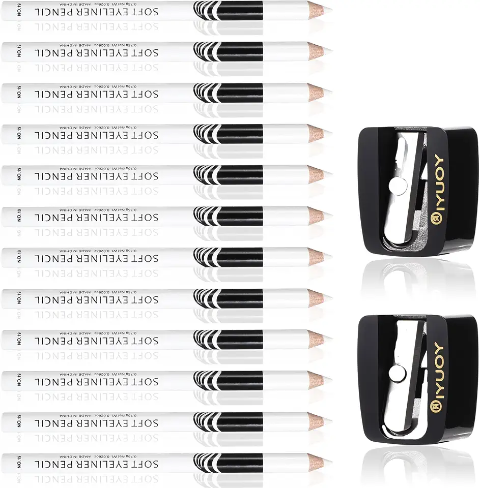 12 lápis de barbeiro para alinhamento, lápis de barba com 2 apontadores embutidos, lápis de cabelo em spray de aprimoramento de barbeiro para homens e mulheres (branco)