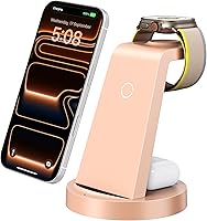 Vista 9 de Estación de carga 3 en 1 para iPhone, cargador inalámbrico para iPhone 17 16e 16 15 14 13 12 11 X Pro Max y Apple Watch - Estación de carga