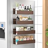 HuggieGems 4 Pack Magnetic Spice Storage Rack Organizer for Refrigerator and Oven, Bronze Fridge Organizers and Storage