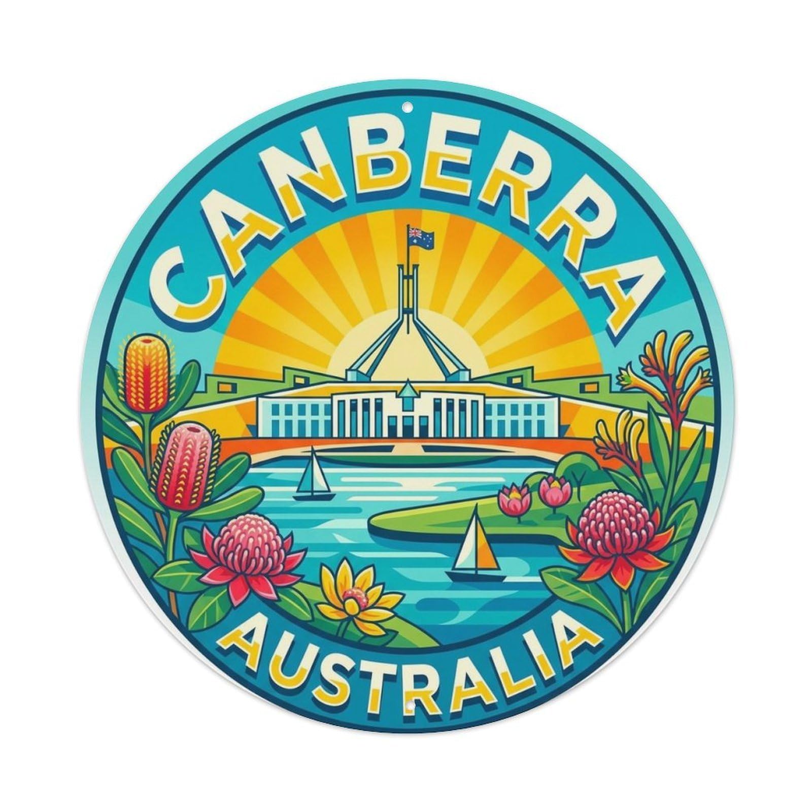 Olyhtr 8X8inch Classic Style Australia Travel Canberra City Coast Outback Classic Metal Tin Sign