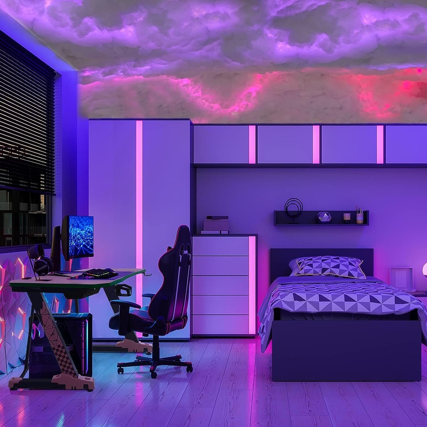 Lampe de nuit LED nuage avec couleur réglable et télécommande pour salon et chambre