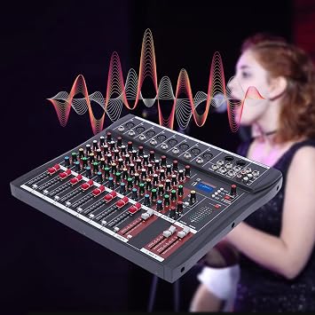 Professional Mixer Sound Board, Console 8 Channel with LCD Display, Bluetooth Portable Audio Mixer For Studio Recording, 48V Phantom Power Stereo