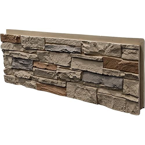 ROOMTEC 1-Pack Faux Stone Wall Covering Panels for Interior and Exterior Decor, PU Stone Veneer Exterior, Exterior Siding Panels for DIY Home Improvement Projects, 45.67" x 12.99"