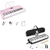 Vangoa VGK610 Piano Keyboard, 61 Mini Keys Portable Music Keyboard for Beginners Pink and 37 Key Melodica Musical Instrument