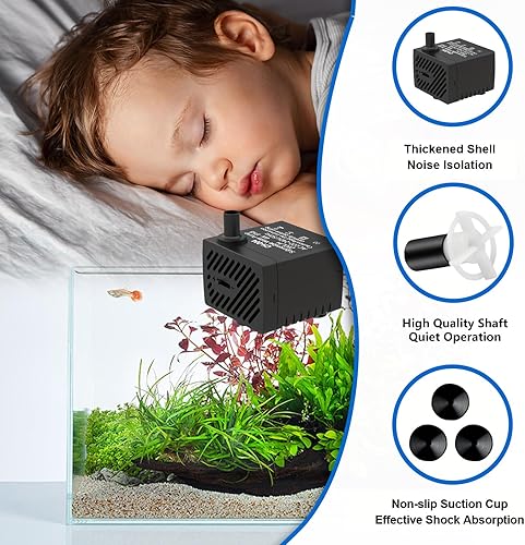 Miniatura 3 de Paquete de 2 mini bombas de agua sumergibles de 80 GPH, bomba de fuente pequeña para estanques, acuarios, peceras, fuentes de mesa, fuentes para