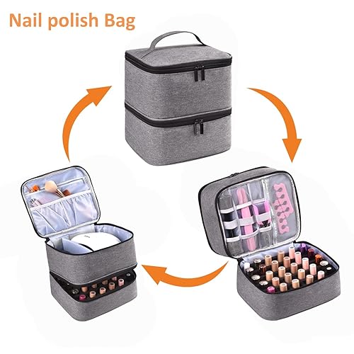 Miniatura 2 de Organizador de Esmalte de Uñas - Capacidad para 30 Botellas y Lámpara de Uñas, Organizadores de Uñas de Doble Capa y Almacenamiento, Bolsa de