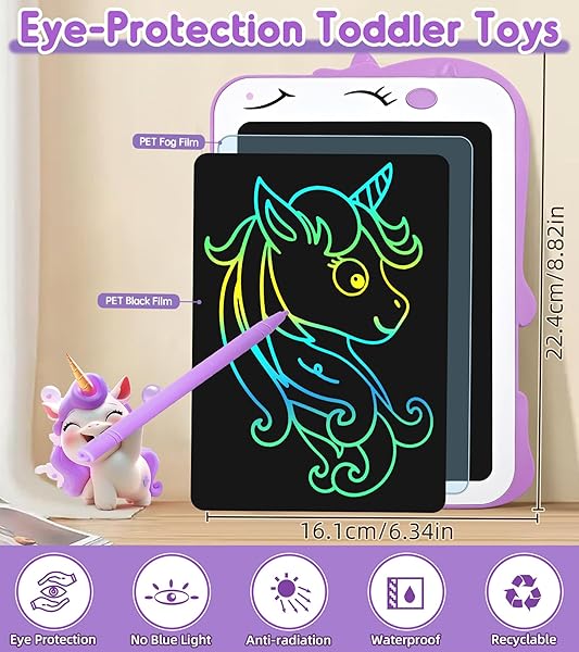 Tavoletta Grafica Bambini LCD Scrittura da 8.5 Pollici, Lavagnetta Cancellabile Giochi Bambini 3 4 5 6 Anni Regalo Compleanno Natale, Lavagnette Scrittura Giochi Educativi 3-7 Anni, Porpora - 4