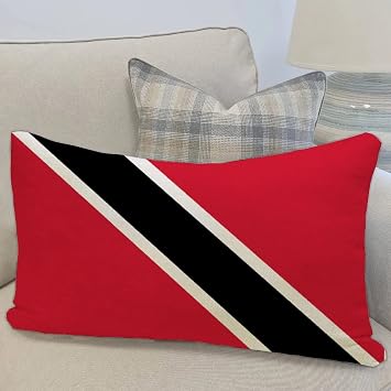 Mousus Trinidad and Tobago Decorative Lumbar Pillow Covers Trinidad and Tobago Flag Cotton Linen Throw Pillowcase Cushion Cover for Couch Sofa Car Chair 12 X 20 Inch