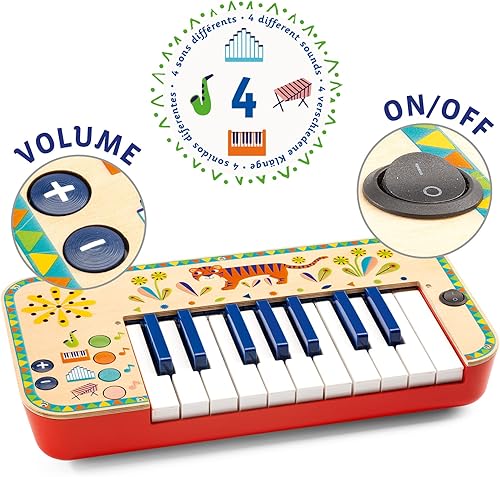 Vista 2 de DJECO Animambo - Sintetizador - Instrumento musical seguro para niños, lindo juguete musical educativo para habilidades motoras, creatividad