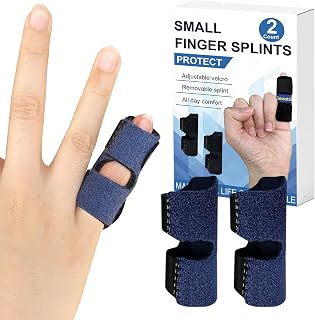GenetGo Férula de dedo con gatillo pequeño, paquete de 2 soportes para dedo meñique para dedo roto, inmovilización de nudillos para dolor de artritis, lesiones zapatillas