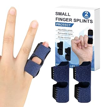 GenetGo Small Trigger Finger Splint - 2 Pack Pinkie Finger Brace for Broken Finger, Knuckle Immobilization for Arthritis Pain, Sport Injuries