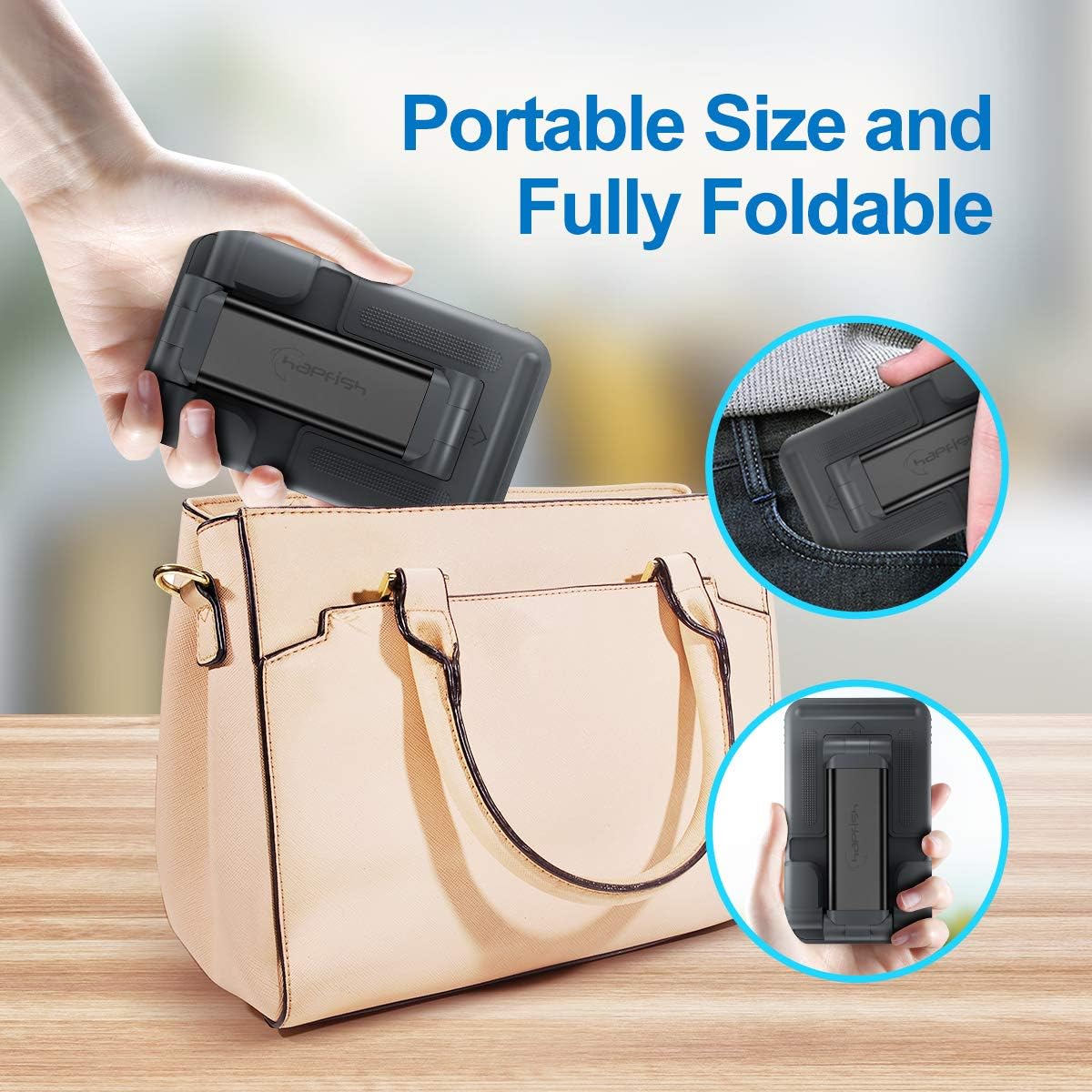 Cell Phone Stand for Desk, Hapfish Adjustable Tablet Cellphone Holder for Video, Foldable Office Accessories for iPhone 11 Pro Xs Max Xr X 8 7 6 6s Plus, iPad