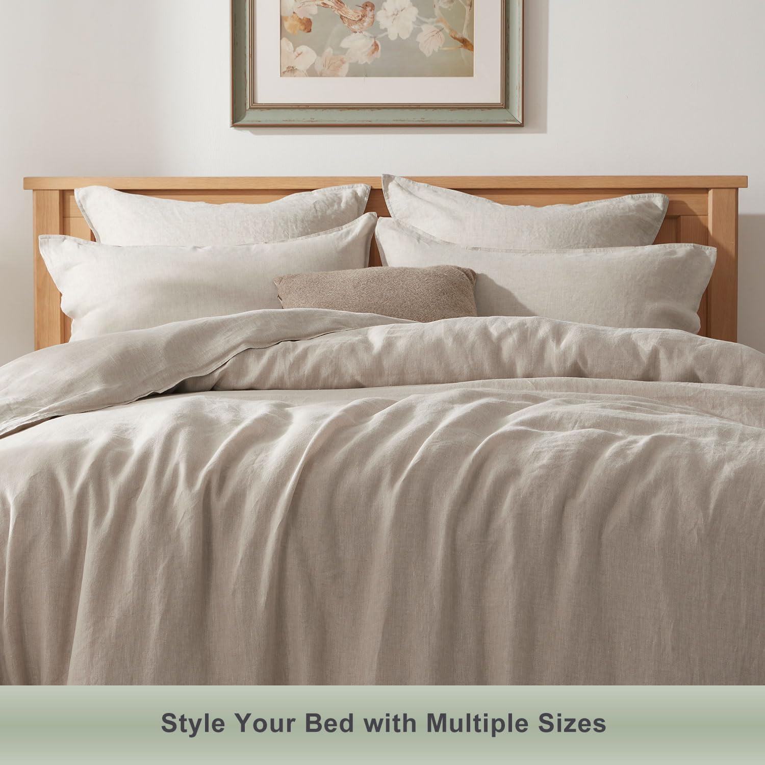 TOSMO 100% Linen Pillow Shams, Set of 2, Stone Washed Pillow Covers, Soft and Durable Square Throw Pillow Case, Euro Size 26" X 26", Natural Linen - Image 6