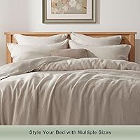 Vista 6 de TOSMO Juego de 2 fundas de almohada 100% lino tamaño estándar, fundas de almohada lavadas a la piedra, cierre de sobre, fundas de almohada suaves