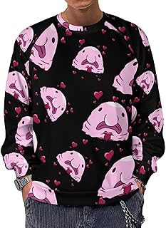 Love Blob Fish Blobfish Men's Sweatshirts Basic Crew Neck Long Sleeve Pullover Sweater Tees Tops