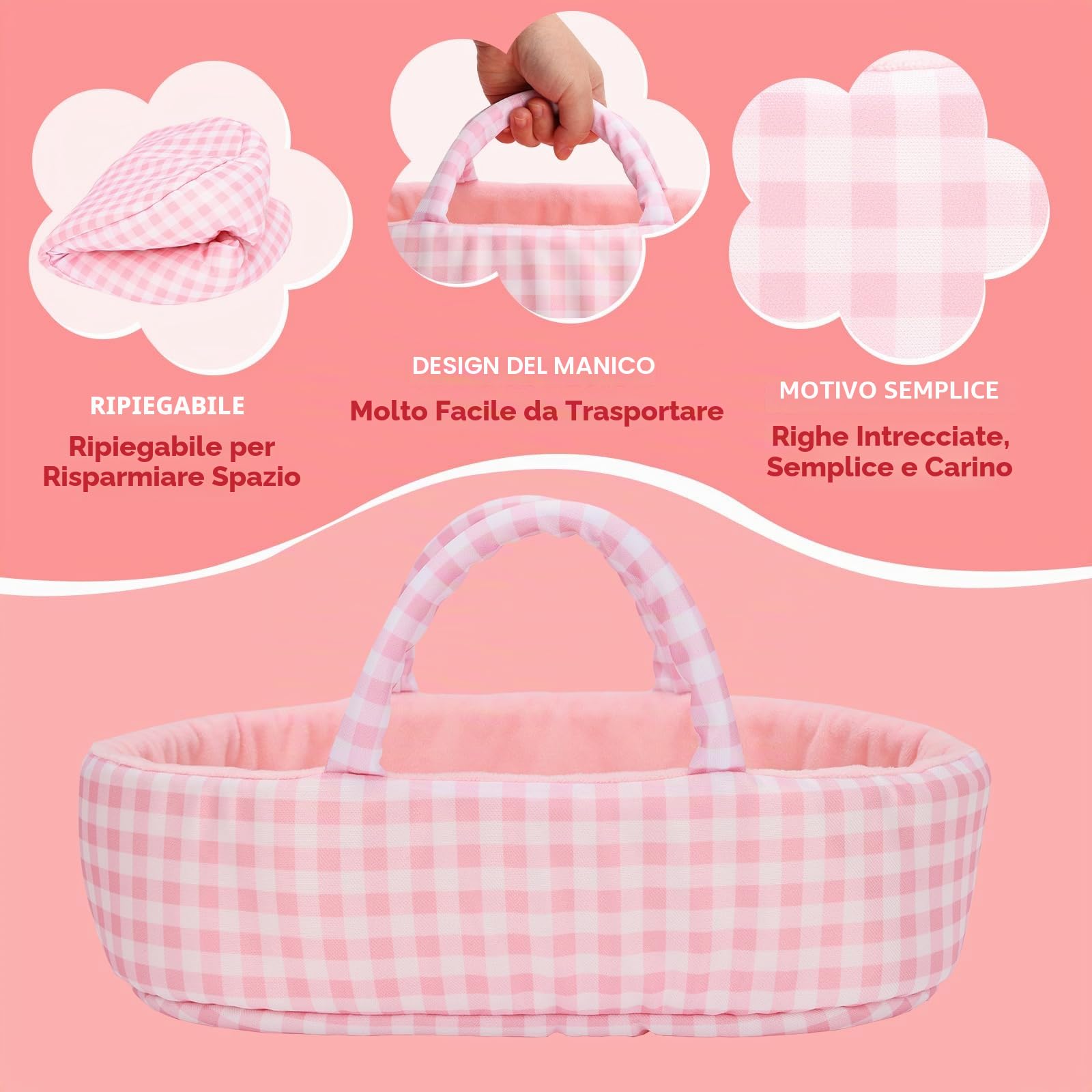 Miunana 1 Bambola Bambolotto New Born 30 CM 12 Pollici + Accessori | Bambola + Cappello + Vestito + Calze + Tasca + Pantaloncino + Bambola Calmante + Coperta + Cesto Da Letto + 4 Accessori