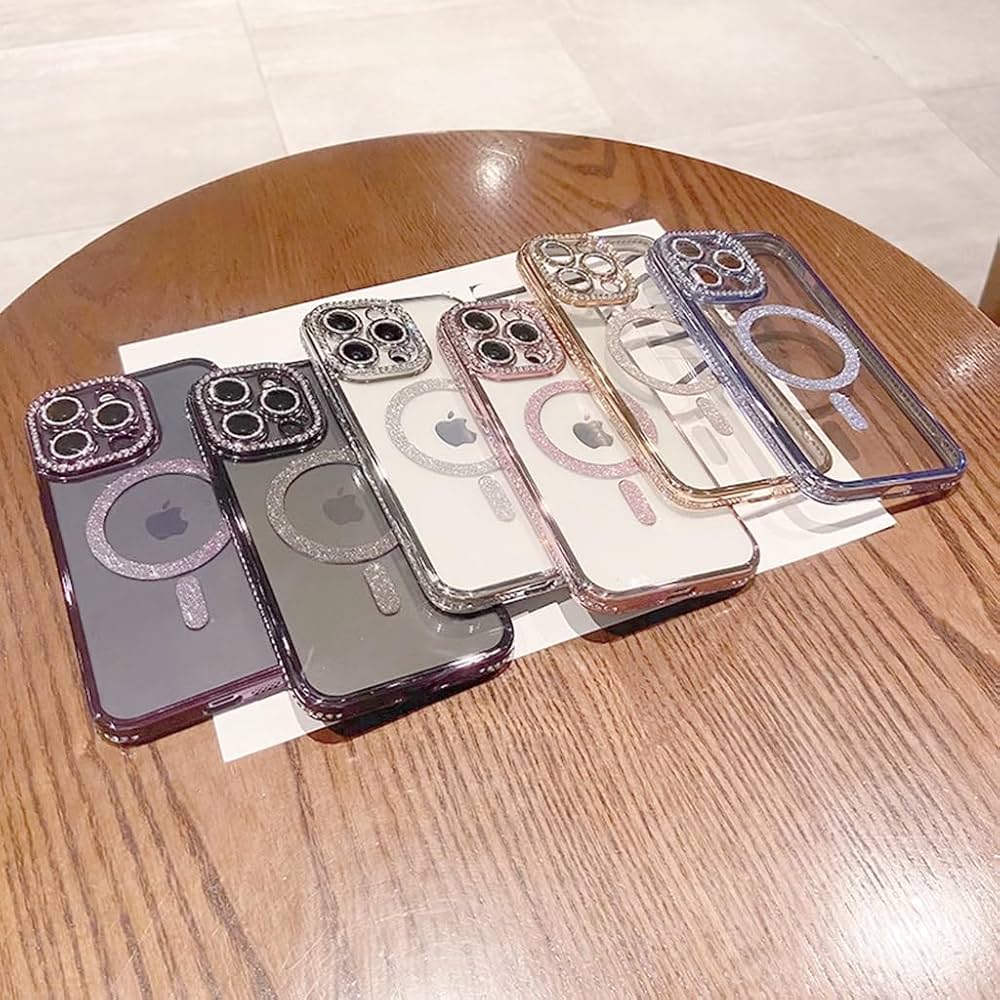 For IPhone 11 Case, Bling Magnetic Ring Stand [Military Drop Protection] [ Compatible With MagSafe] Shiny Glitter Lens Protector & Makeup Mirror Luxury Cases For Women Girls, Gold