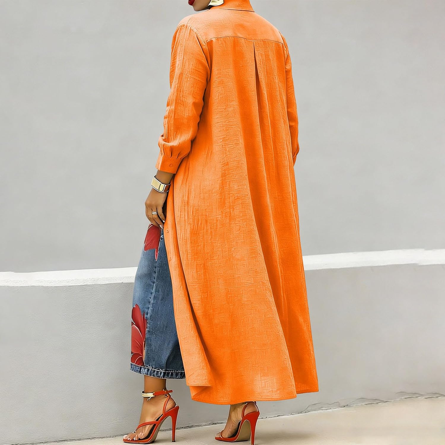 Women's Button Down Long Shirt Long Sleeve Collared Cotton Linen Blouses Trendy Casual Long Cover Up Shirts 2026