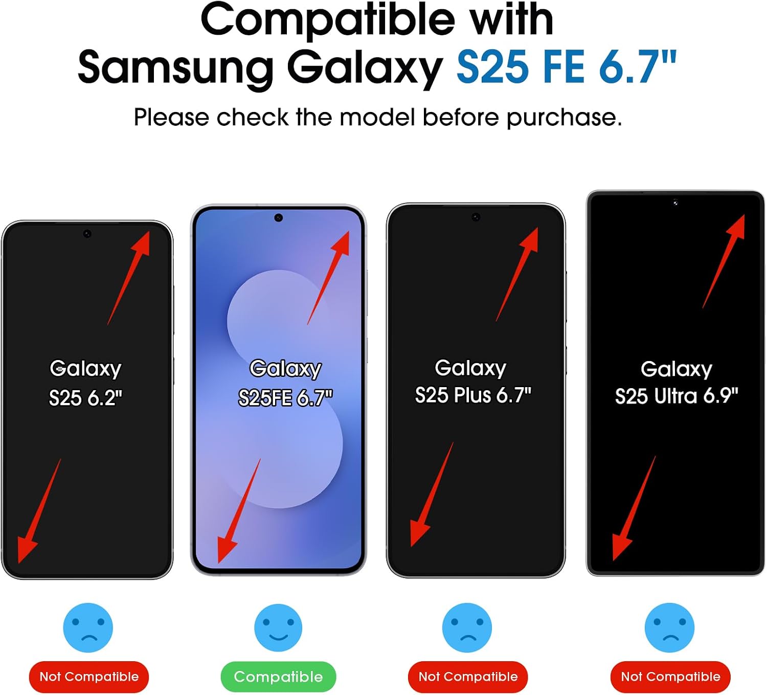 amFilm OneTouch for Samsung Galaxy S25 FE Screen Protector Tempered Glass | Auto-Alignment, 30s Install, Bubble Free, Scratch & Drop Protection, HD Clear, Camera Lens Protector, 2+2 Pack (S25E-6.7'')