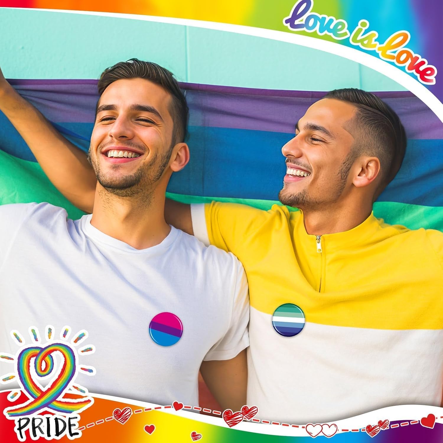 SEPGLITTER Rainbow LGBT Pins - 54pcs Pride Day Buttons & Brooch Pins for Pride Parades & Parties - Image 4