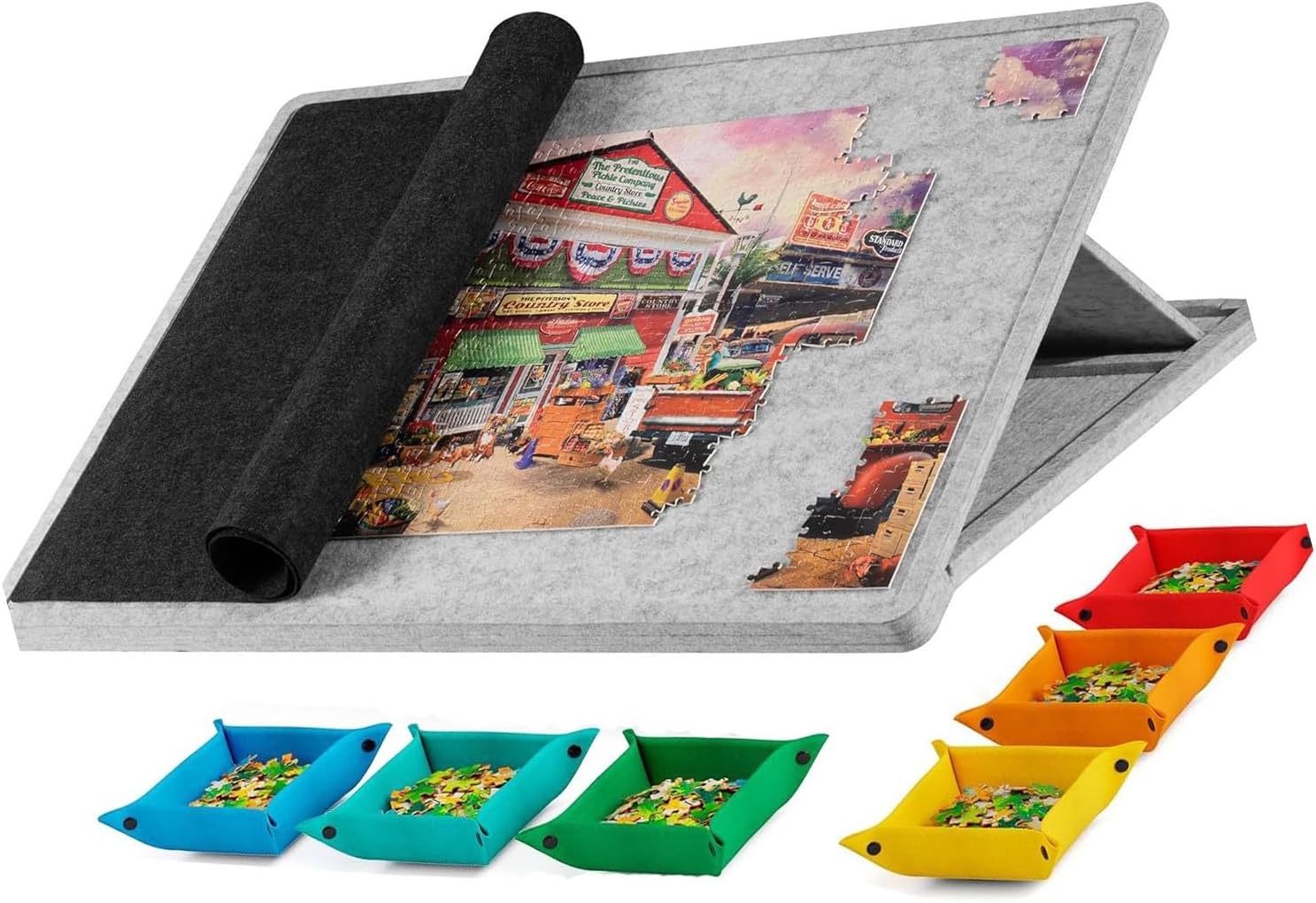 Foldable Puzzles Table Ergonomic Tiltable Mechanism Stand Soft Textured Space Saving Design Foldable Puzzles Table