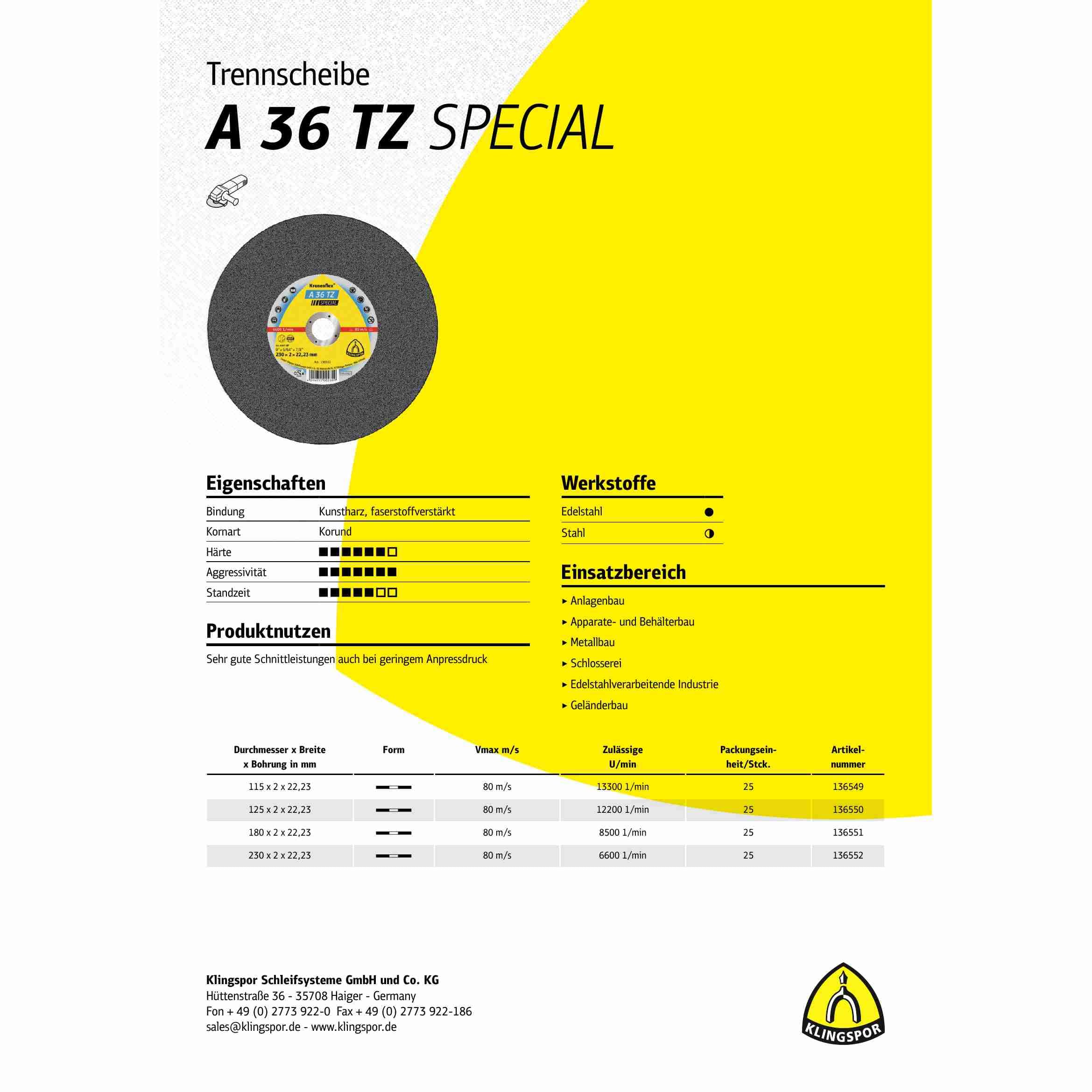 A 36 TZ - Discos de corte rectos (25 unidades, 115 x 2 x 22,23 mm)