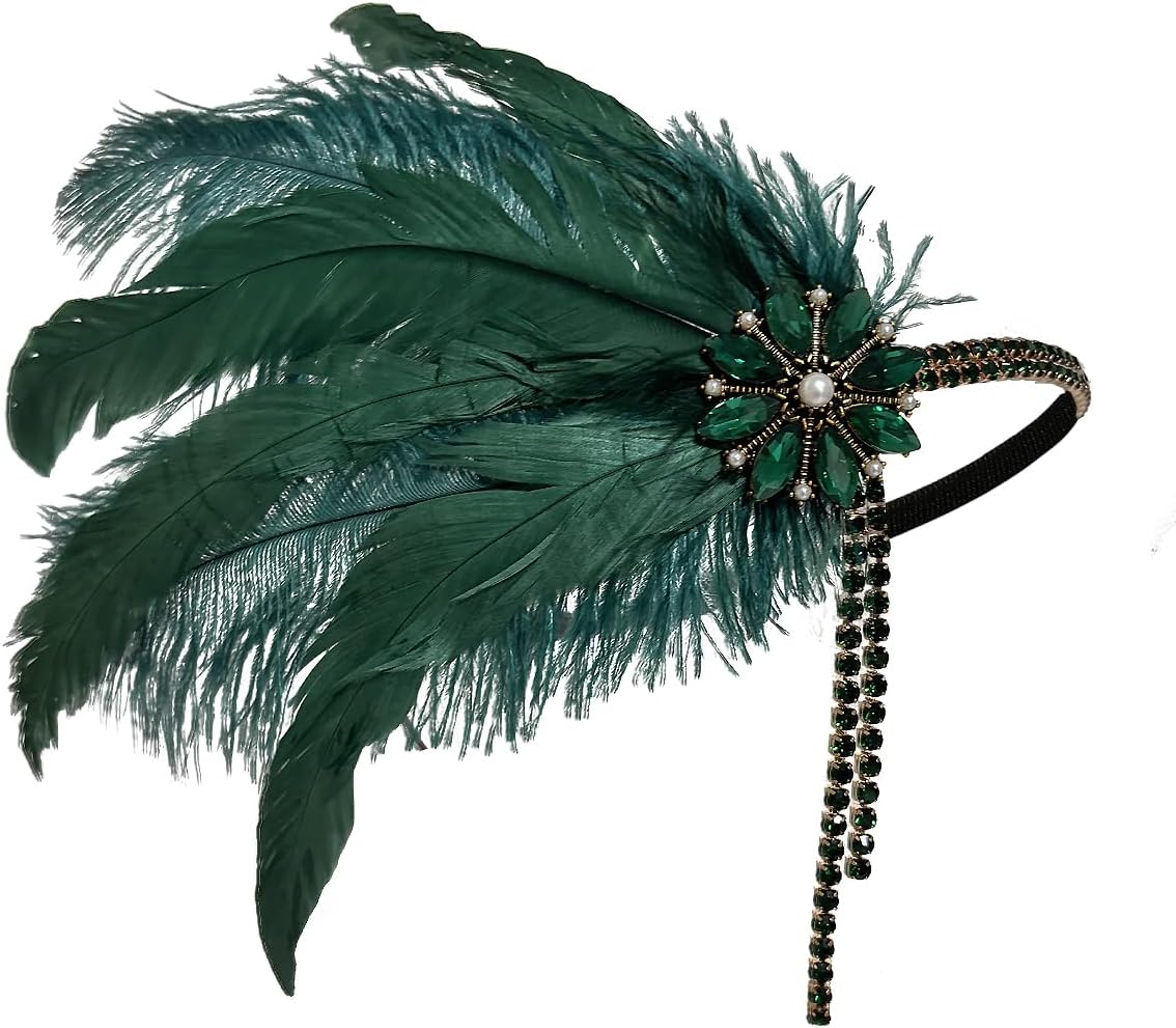 Flapper Accessories for Women,20s Great Gatsby Accessory Set 1920s Headpiece Flapper Headband Gloves Necklace