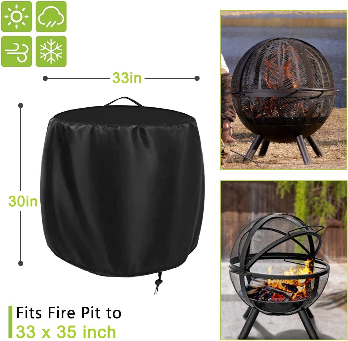Fire Pit Cover for Fissfire for PaPaJet for Ikuby 36 Inch globe fire ball,Heavy Duty 420D Wood Fire Globe Fire Pit Cover for Fire Pit Sphere For Wood Burning Flaming Ball FirePit