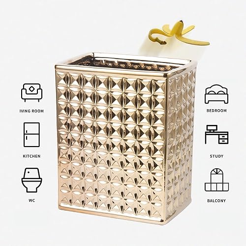 Miniatura 4 de Juego de 4 piezas de decoración del hogar, decoración de dormitorio, sala de estar, centro de decoración dorada, incluye basurero, apertura de